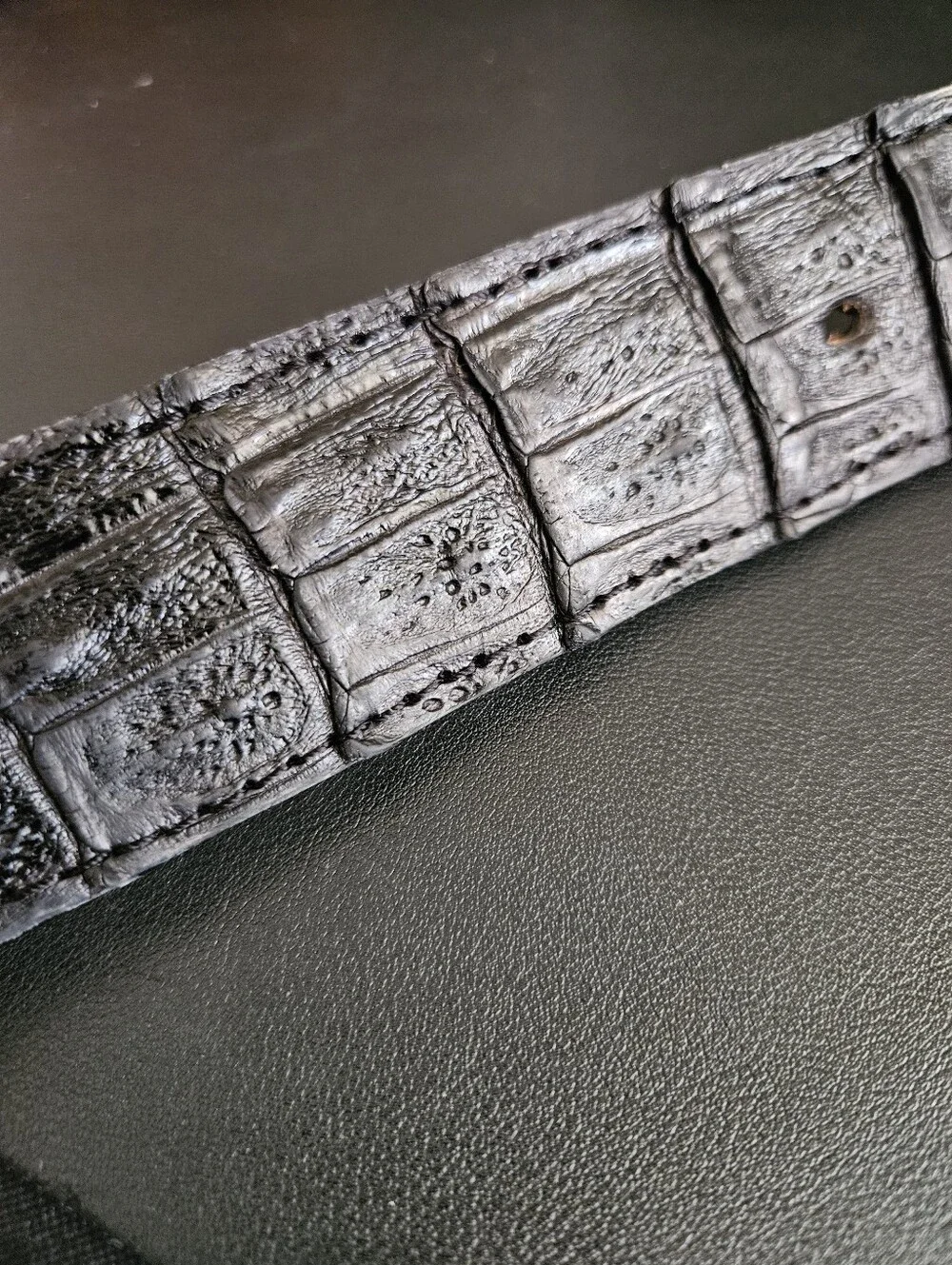Black Hills Leather Men's Black Exotic Crocodile Skin Leather Belt Size 42X